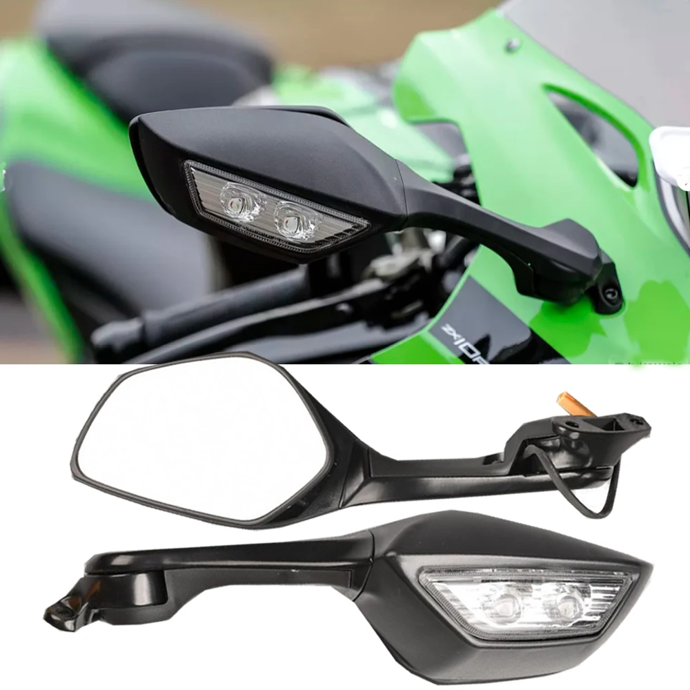 

2022 ZX10R Rearview Mirrors Motor Rear View Side Turn Signals LED Lights For Kawasaki Ninja ZX-10R 2011-2021 ZX 10R Accessories