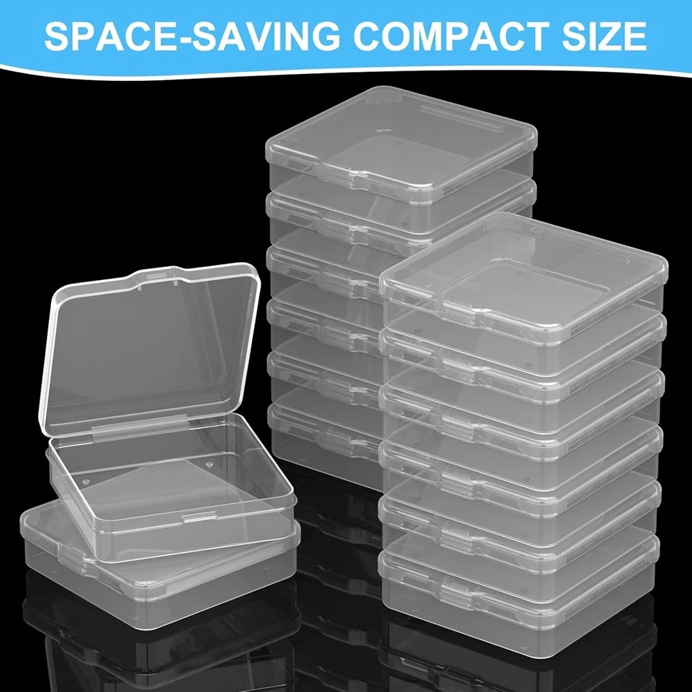 【BAAQ】 7PCS Plastic Storage Containers with 312 Colored Stickers, Clear Small Organizer Box for Collecting Small Items, Beads