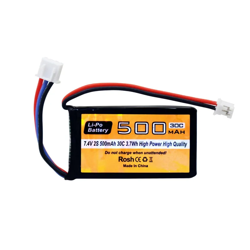 2PCS 7.4V 500mAh 30C Lipo Battery PH2.0 Plug For AX24 SCX24RC Car, Compatible With Most 1/10, 1/16, 1/18, And 1/24 Ratio RC Cars