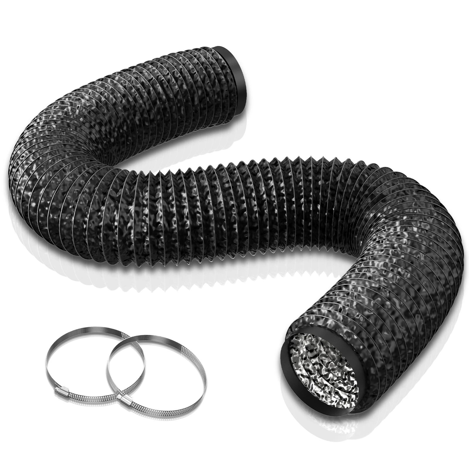 Image of Aygrochy 100mm PVC Abluftschlauch, 3 Meters Lüftungsschlauch mit 2 Schlauchschelle Edelstahl für Mobile Klimaanlage, Trockner, A