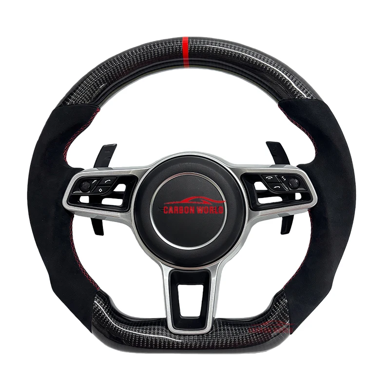 

for Porsche Panamera, Macan, Cayenne, Cayenne 911, 718, 987, 970, 958, 997 Custom carbon fiber Alcantara steering wheel
