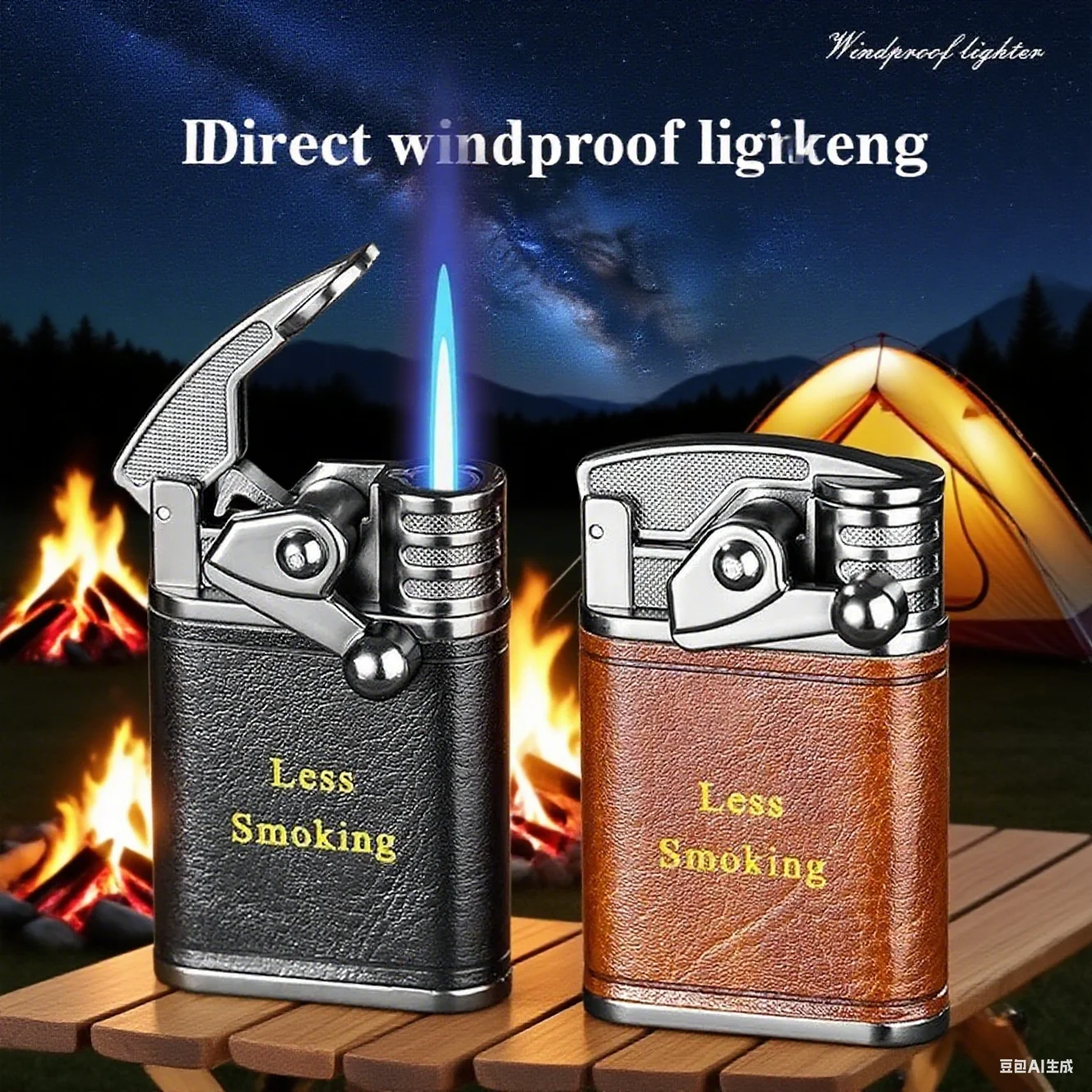 

2025 Retro Leather Swing Arm Ignition Windproof Jet Blue Flame Butane Gas Torch Lighter Outdoor Portable Cigar Lighters Smoking