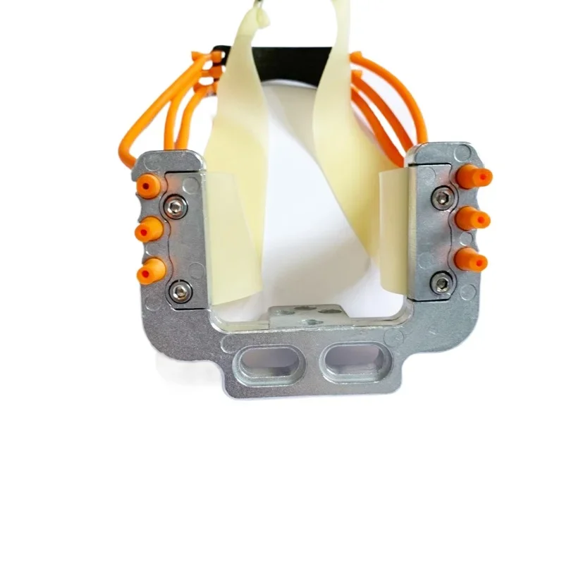 Round Leather Flat Leather Dual-purpose Rubber Band Slingshot Head, Square Base Double Hole Slingshot Head Accessories
