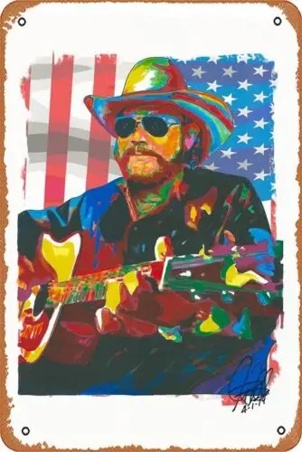 Hank Williams Jr Singer Guitar Country Rock Poster Wall Art Metal Tin Sign-Aluminum