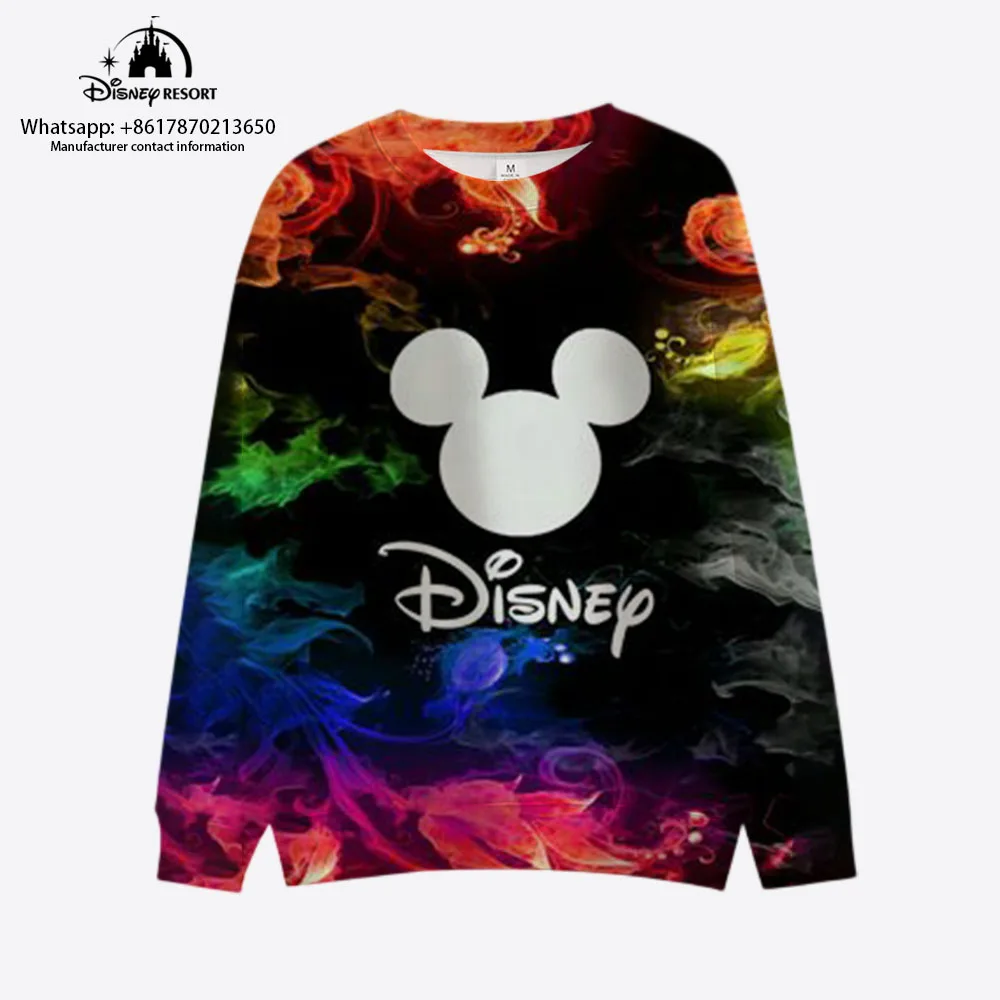 2023 Autumn New Mickey Minnie Anime Horror Halloween Pattern Print Disney Harajuku Round Neck Casual Long-sleeved Sweater