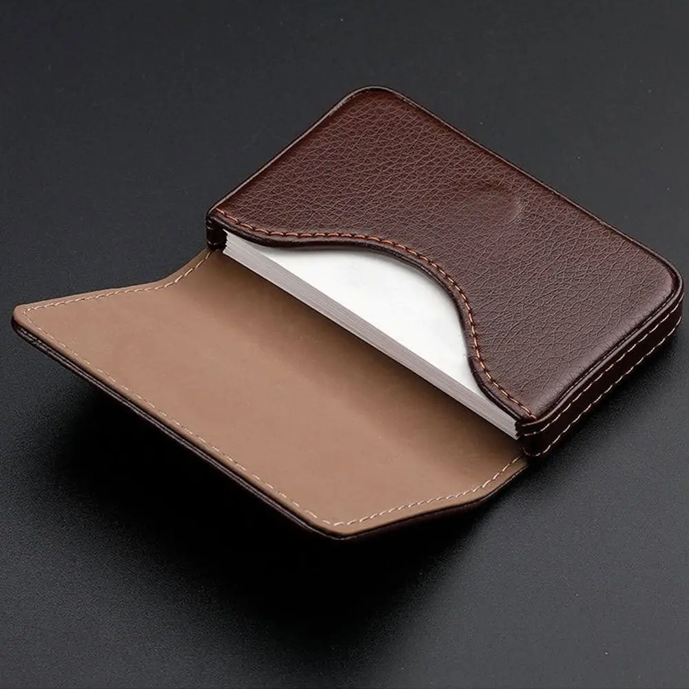 

Fashion Business Card Holder Luxury Magnetic Buckle Card Case Manager PU Leather Name Card Pocket Office