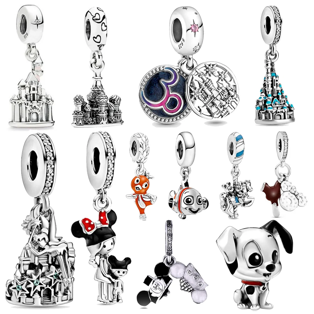 

MINISO Disney Dog Шарм Стерлингового Серебра 925 пробы Микки и Минни Маус замок бусины аниме мультфильм оригинальный браслет DIY ювелирные изделия подарок