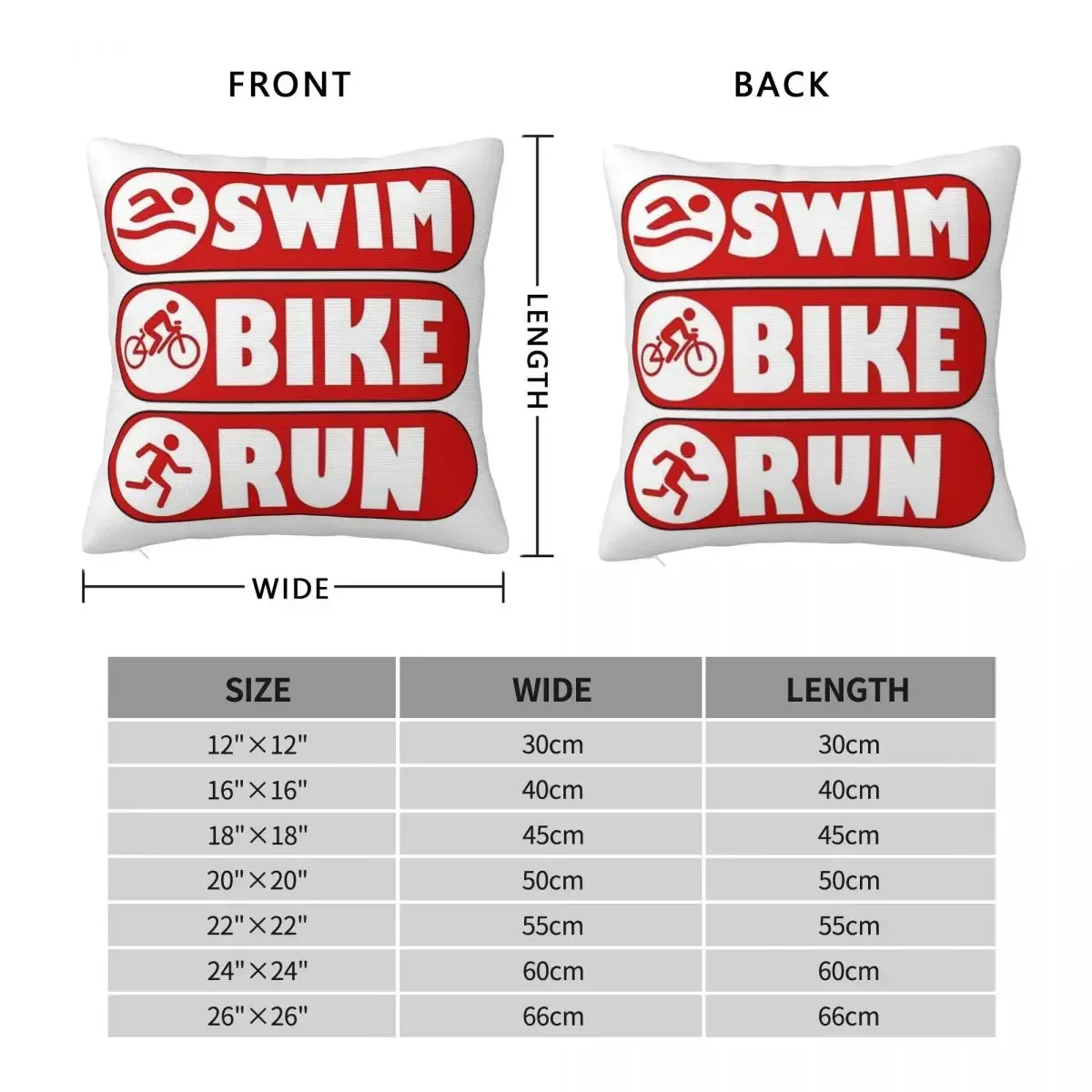 Triathlon Swimming Cycling Running Square Pillowcase Pillow Cover Polyester Cushion Comfort Throw Pillow for Home Bedroom