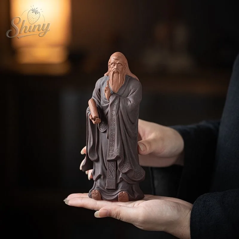 Chinese Ceramic Figure Lao Zi Statue The Great Thinkers of Ancient China Home Room Office Tea Set Decoration Memorial Statue
