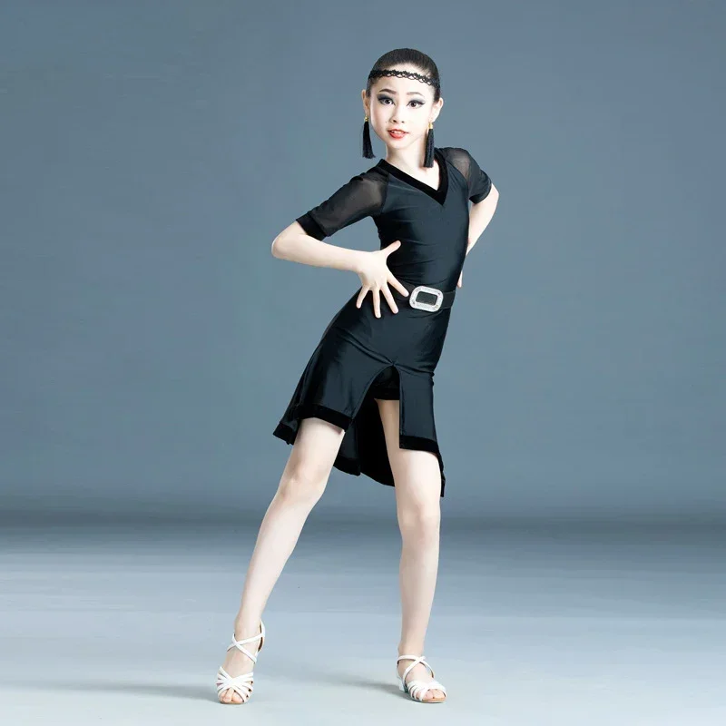 

Children Latin Dance Dress Ballroom Competition Party Stage Performance Practice Costumes Girls Cha Cha Samba Jazz Party Dancing