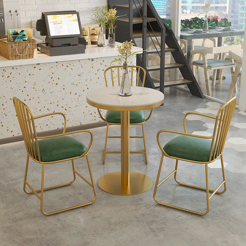 

Wrought iron milk tea shop table and chair combination, fresh dessert, casual table and chair balcony