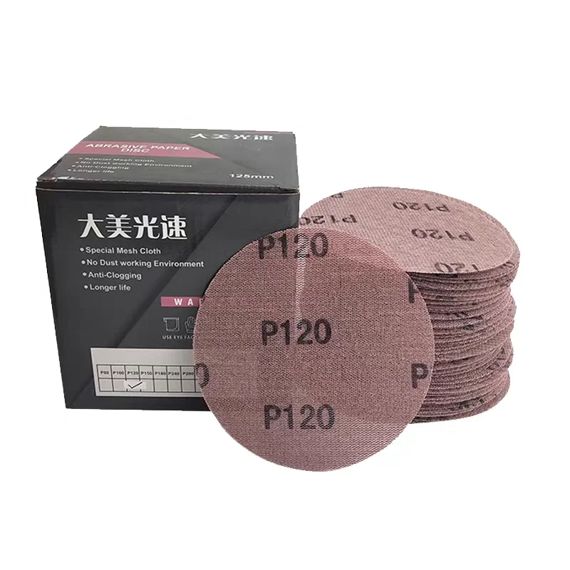 

50Pcs 5/6 Inch 150MM Mesh Sanding Discs Hook & Loop Abrasive Dust Free Anti-Blocking Sharp Grinding Sandpaper for Car Wood Stone