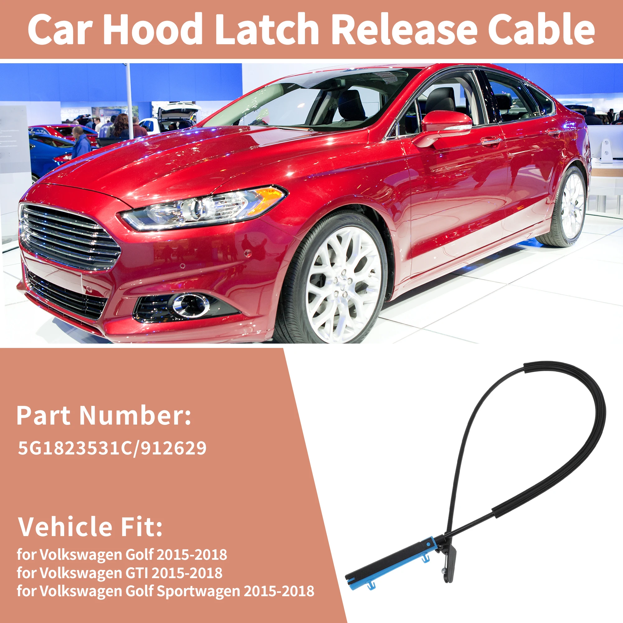 

UXCELL для Volkswagen Golf Sportwagen GTI 15-18 кабель открывания переднего капота 5G1823531C
