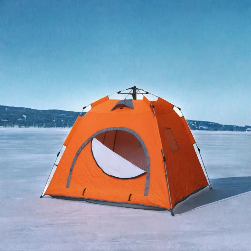 Portable 3-4 Person Ice Fishing Winter Camping Tent Oxford Cotton Water-Repellent Windproof Snowproof Insulated
