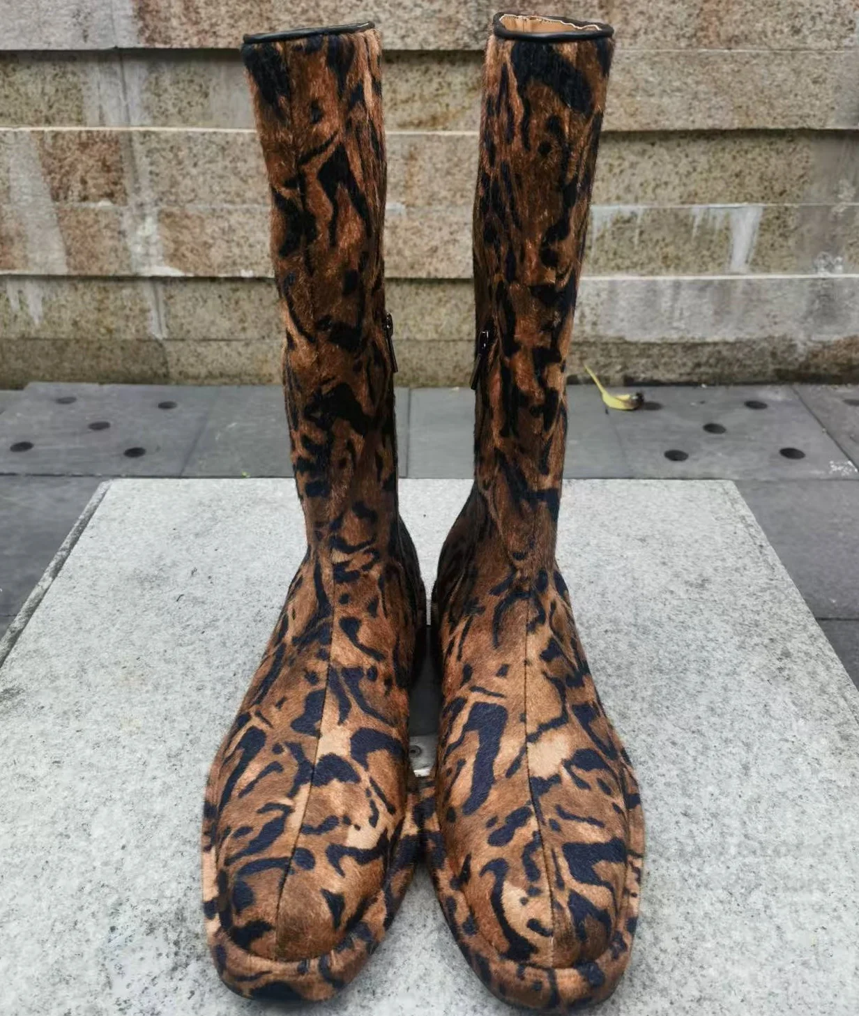 Marrom camurça leopardo impres - Men'S Shoes Zipper avaliação e preço