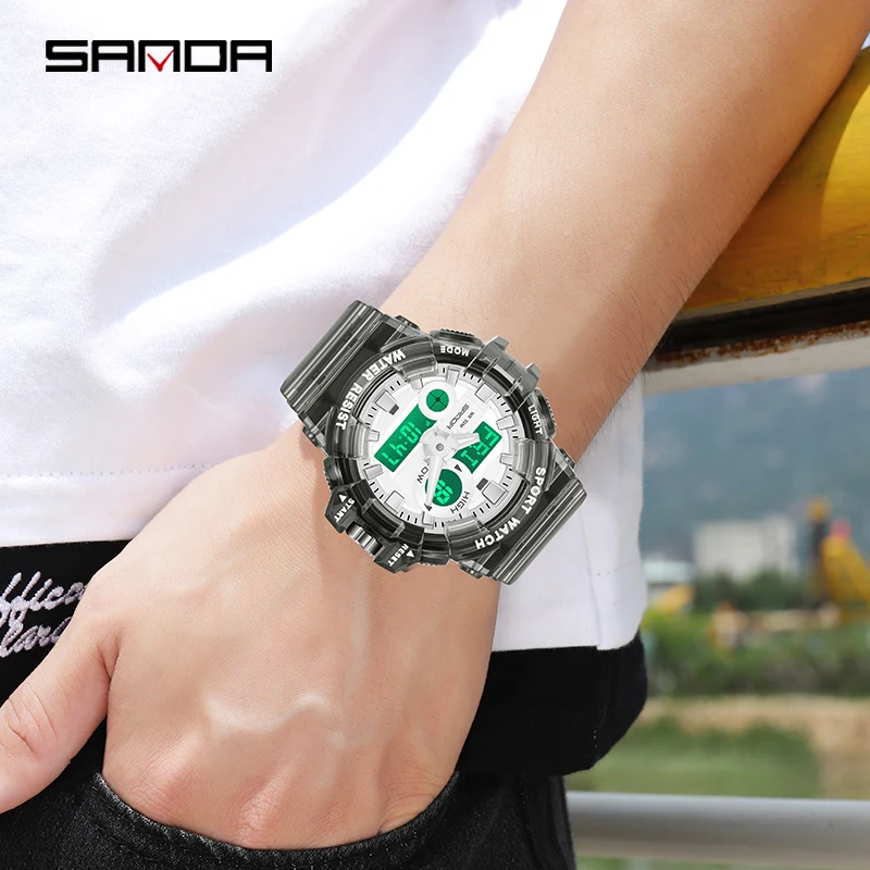 SANDA Top Brand G style Men\'s Watches Sport Military Quartz Watch for Men LED Digital Watch Waterproof Clock Relogio Masculino