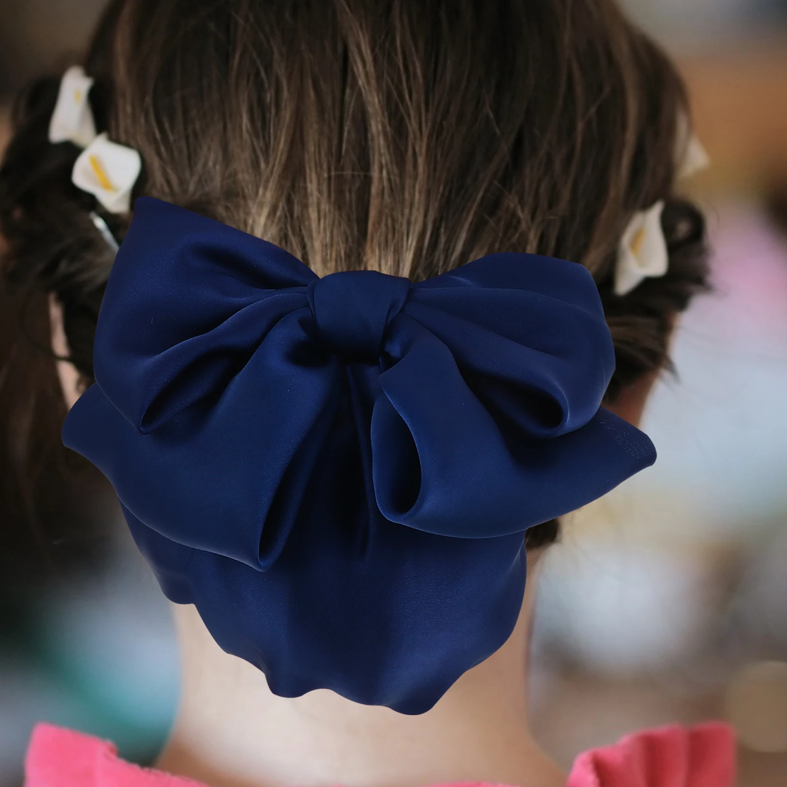 

Large Bow Clips With Net Stylish Hair Decoration For Women Bowknot Bun Cover For Women Elegant Hair Decoration