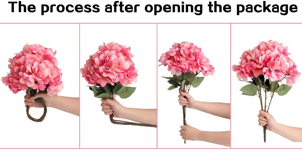 Artificial Flowers Silk Hydrangea Flowers with 5 Big Heads Bunch Bouquet for Home Wedding Party Decor DIY, Light Blue