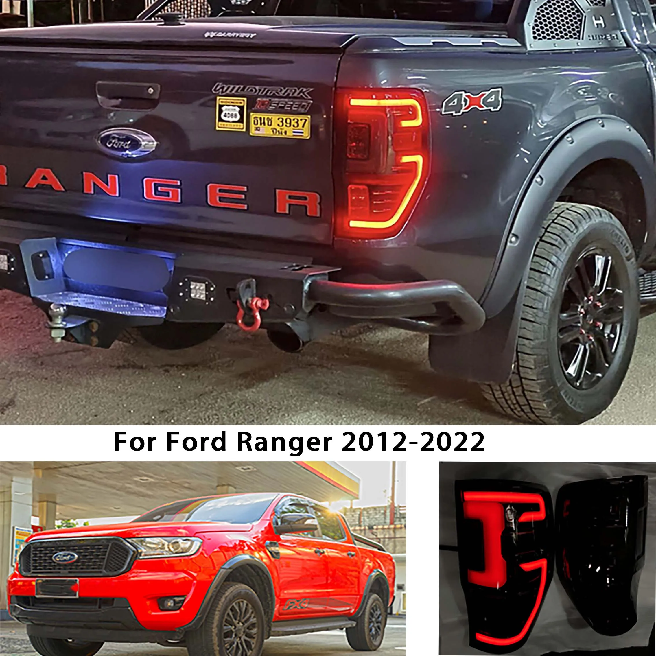 Without Fog Light Rear Lamp LED Tail Lights Taillight For Ford Ranger Wildtrak T6 T7 T8 2012-2022 XLT XLS XL Turn Signal Light