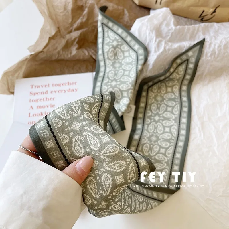 Set Serie Sciarpa in raso di seta Fasce per capelli in stoffa da donna Accessori per copricapo Sciarpe da donna Fascette per collo a nastro per manico della borsa/4 pezzi