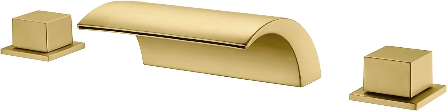 Gold Bathroom Roman Style Tub Faucet with Waterfall Hand Spout Shower 3 Hole Deck Mount Robinet De Baignoire Basin Taps Set