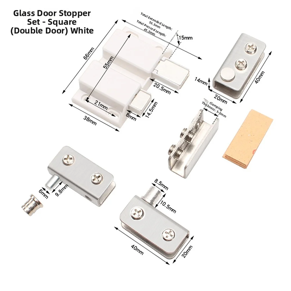 Adjustable glass pad magnetic catch concealed latch for For Single glass door noiseless press to open stainless and ABS parts