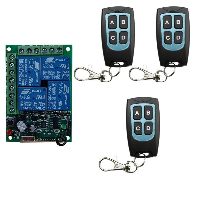 DC24V 4 CH 4CH RF Wireless Remote Control Switch System Receiver+Waterproof Transmitter Garage Door /lamp/shutters