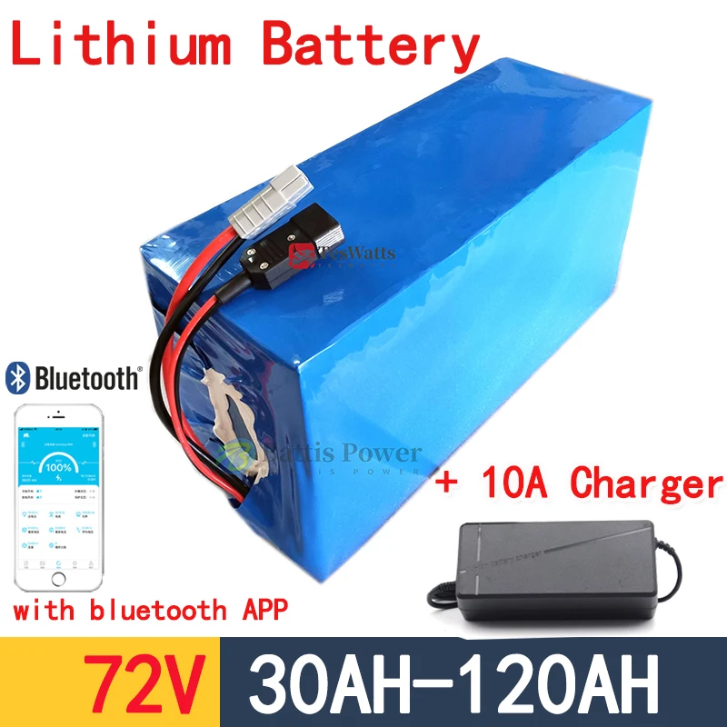 72v 40Ah 50Ah 60Ah 70Ah 80Ah 100Ah lithium ion battery with bluetooth BMS for 5000W scooter Motorcycle Forklift Crane truck