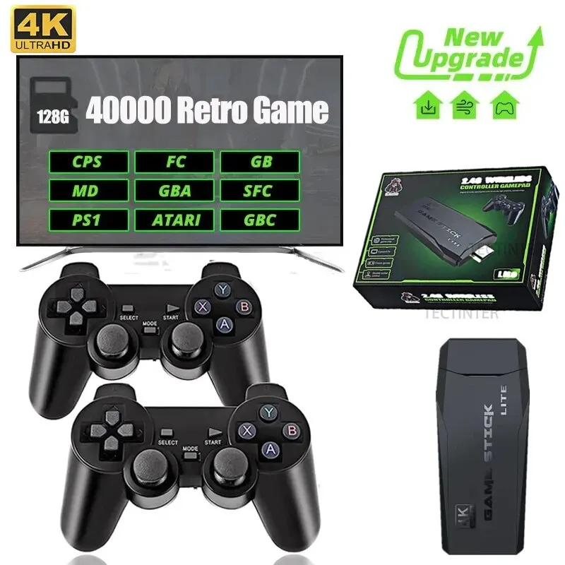 M8 Video Game Console 128G Built-in 40000 Games Wireless Controller TV Game Stick 4K HD Retro Mini Handheld Game Player 