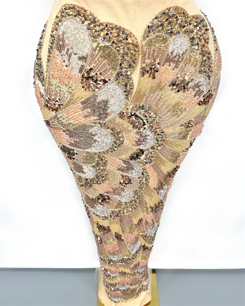 

6.5kg/5y Heavy African Mesh Sequins Lace Fabric Nigerian French Beaded Lace Fabric for Wedding Party Dress Sewing Material