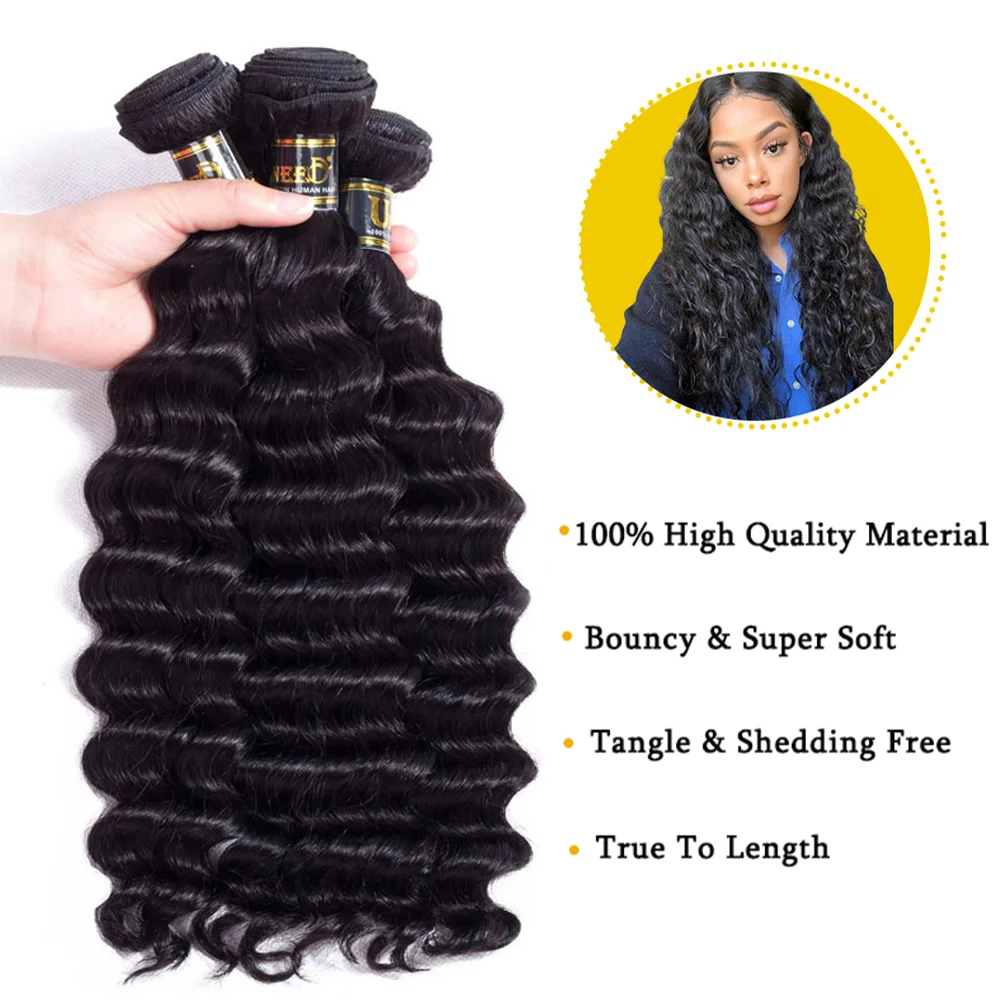 30 32 40 Inch Peruvian Hair Bundles Loose Deep Wave Human Hair Extensions Long Length Remy Hair Natural Color 1 Piece Hair Weave