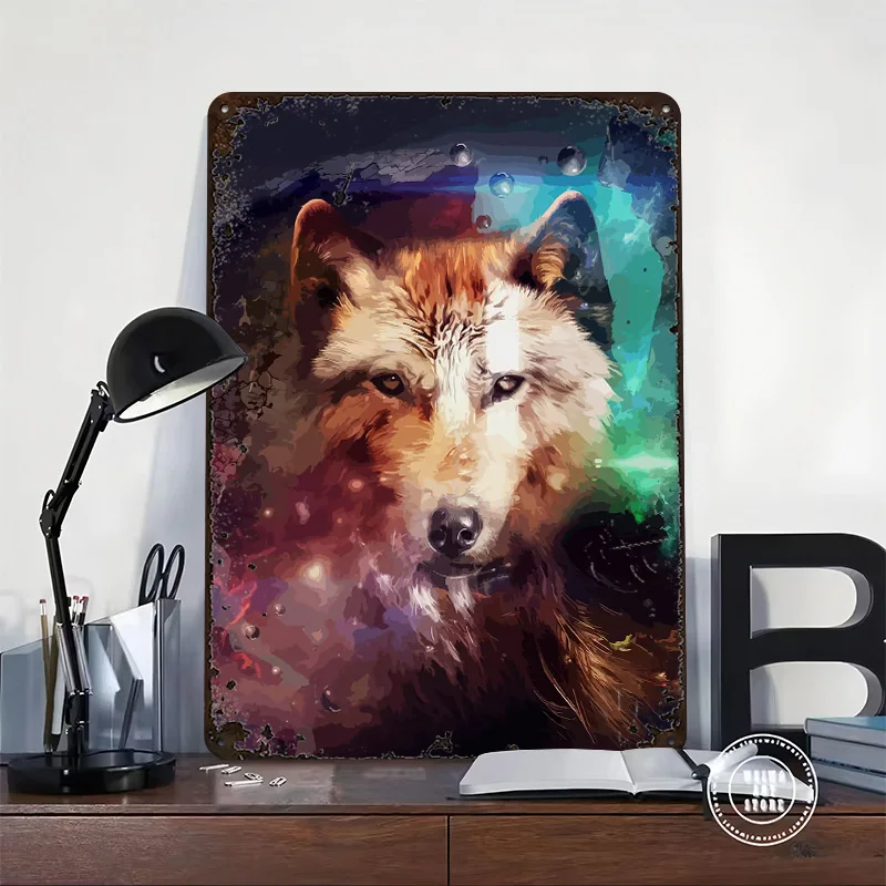 Wolf 3D Texture Metal Poster Customized Wall Art Tin Sign Gift for Mancave Desk Decor Room Article Decoration Gaming Wand Deko