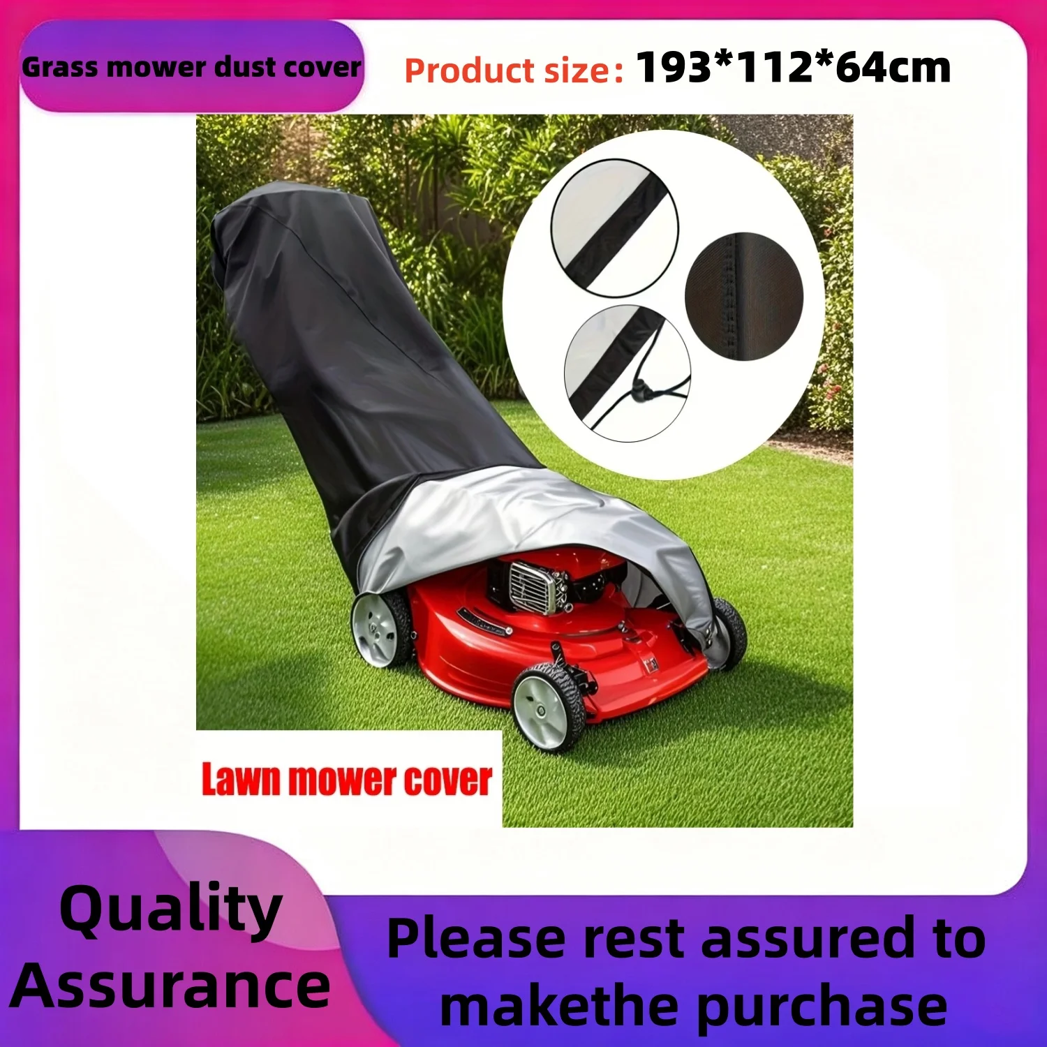 Protective Cover for Outdoor Push Lawn Mowers, Sunshade for Outdoor Lawn Mower
