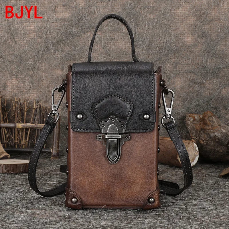 

Retro Women Box Bag Lock Small Square Handbag Female Genuine Leather Shoulder Slung Vertical Bag Phone Bags 2020 Cowhide