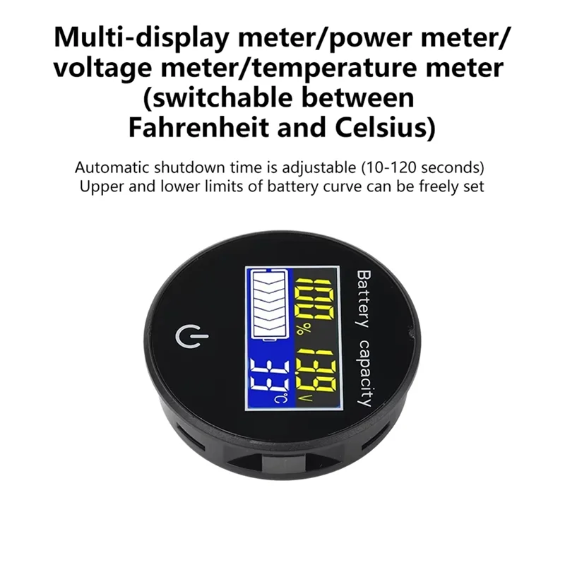 【OFF-SHELF】Digital Voltmeter Tester DC 10V-100V Li- Lifepo4 Lead Acid Battery Capacity Indicator Temperature Sensor Switch℃/℉
