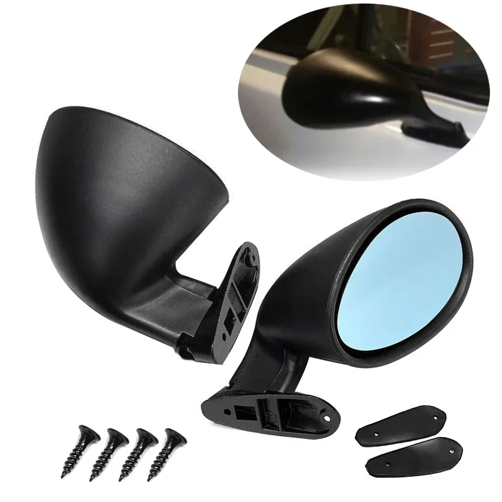 Universal 1Pair Left Right Rearview Mirror Retro Racing Car Side Door Wing Mirror Blue Glass