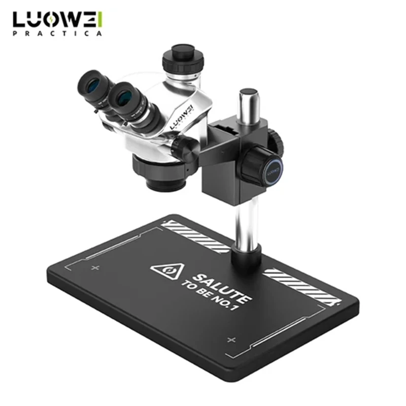 LUOWEI Geek Future Series LW-TR02-B3TV 7-50x Continuous Zoom Trinocular HD Microscope with Base for Mobile Phone Welding Repair