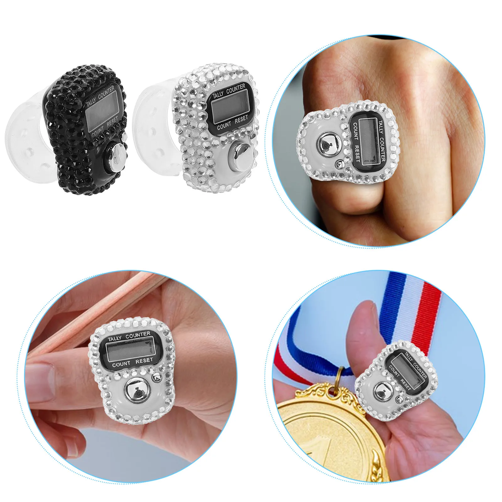 8 Pcs Click Counter Electronic Finger Tally Digital Clickers for Counting