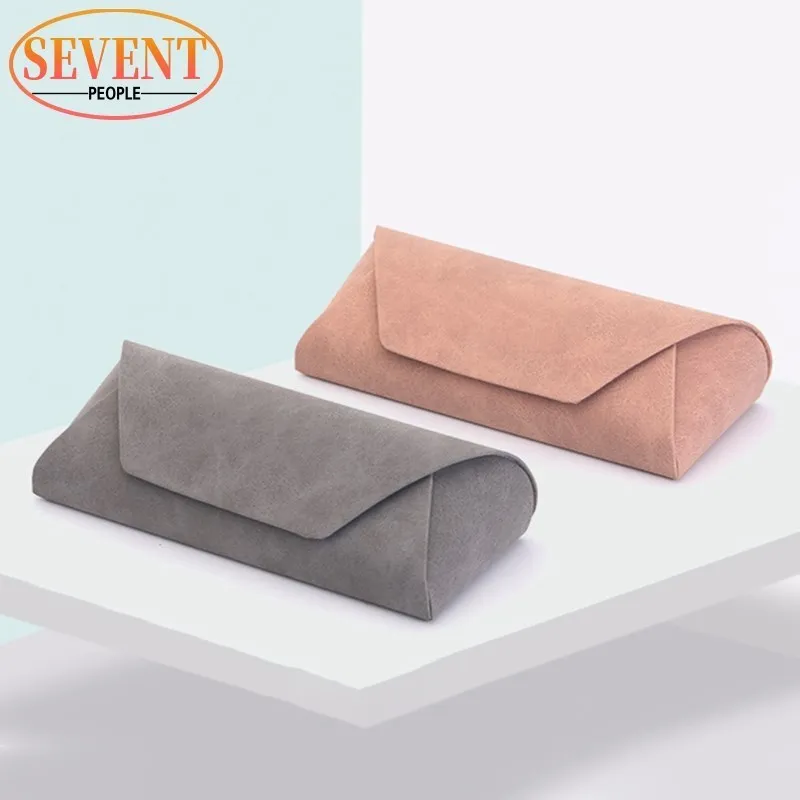 Retro Handmade Glasses Case Soft Sheepskin Texture Waterproof Non-Slip Magnet Buckle Switch Eyeglasses Box Protect Eyewear