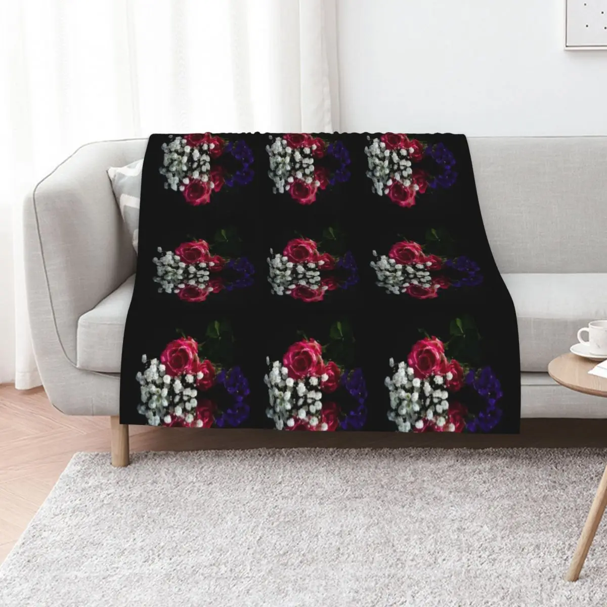 red white and blue flowers with reflection Throw Blanket Summer Beddings Tourist for winter valentine gift ideas Blankets