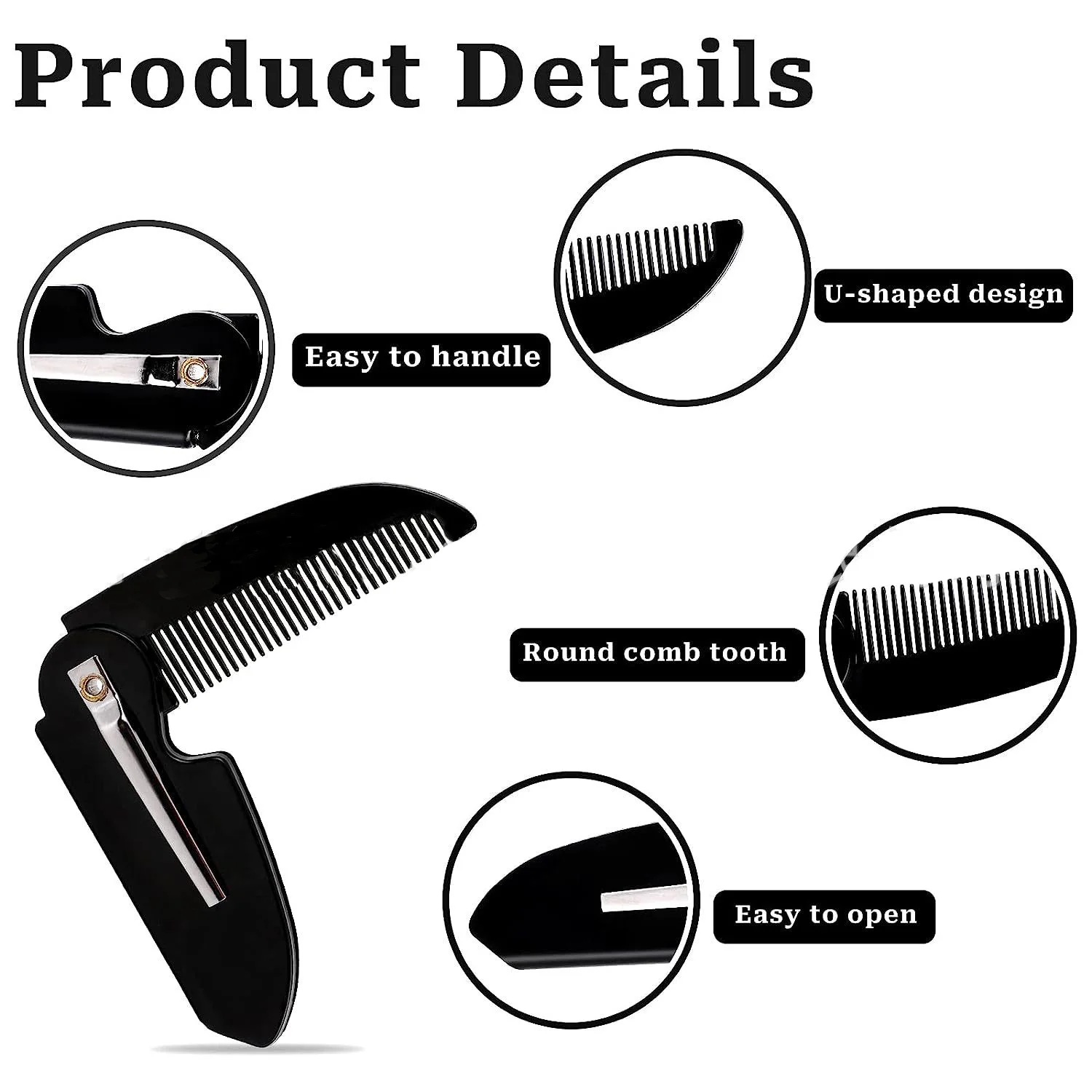 Pocket Size Folding Beard Comb Mustache Comb Small Pocket Comb For Men Grooming Hair Care Plastic Moustache Combs Beard Styling