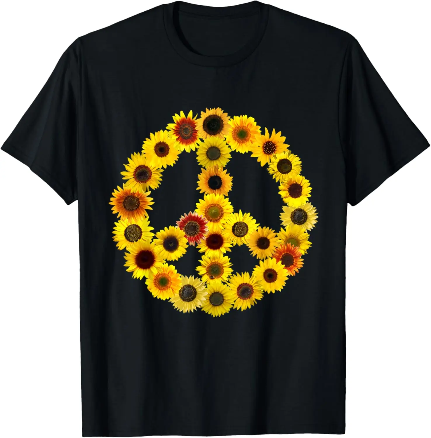 Sunflowers Peace Sign 60s 70s Love Kindness Yellow Sunflower T-Shirt