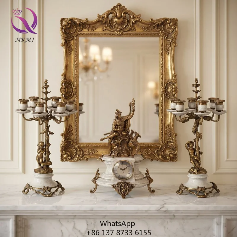 Luxury Antique Bronze Candle Holder Home Decor Porcelain Ceramic Tabletop Candelabra Accessories Porcelain Material