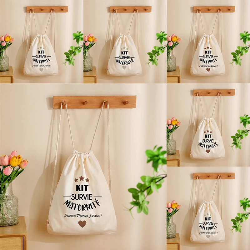 

Grey Heart Patterns Maternity Survival Kits Drawstring Bags Future Dad Mom Drawstring Pouch Birth Gift Women Travel Shoe Storage