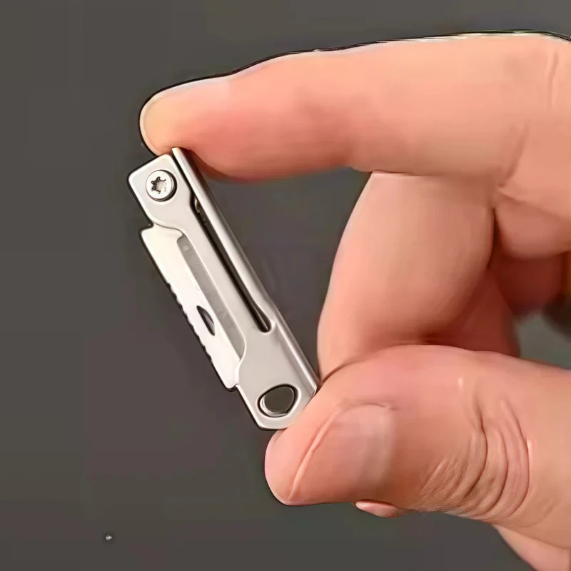 Multifunctional Stainless Steel Mini Folding Knife Keychain Utility Pocket Tool for Outdoor Camping EDC