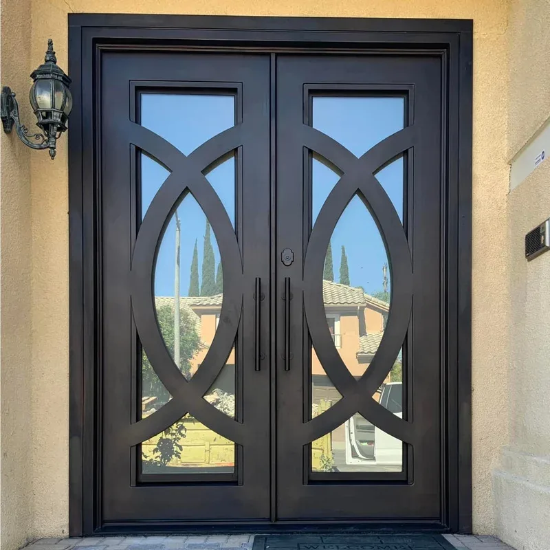 Customizable Wrought Entry Double Doors for Houses Modern Villa Outdoor Apartment Iron Door Customization Support