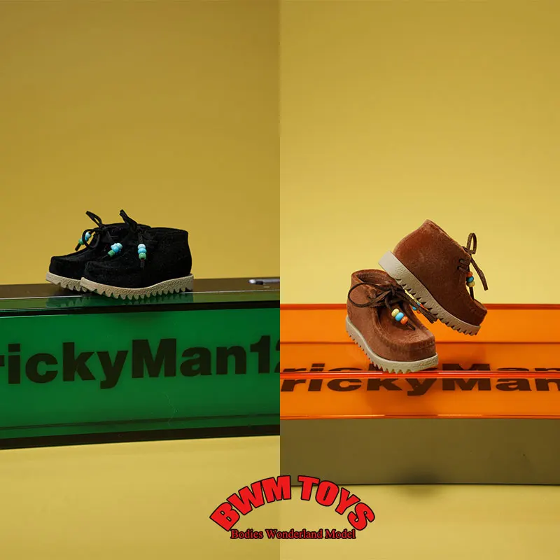 trickyMan12 1/6 Scale Female Soldier Retro Square Toe Thick Soled Lace Up Sneakers Shoes For 12inch Action Figure Doll
