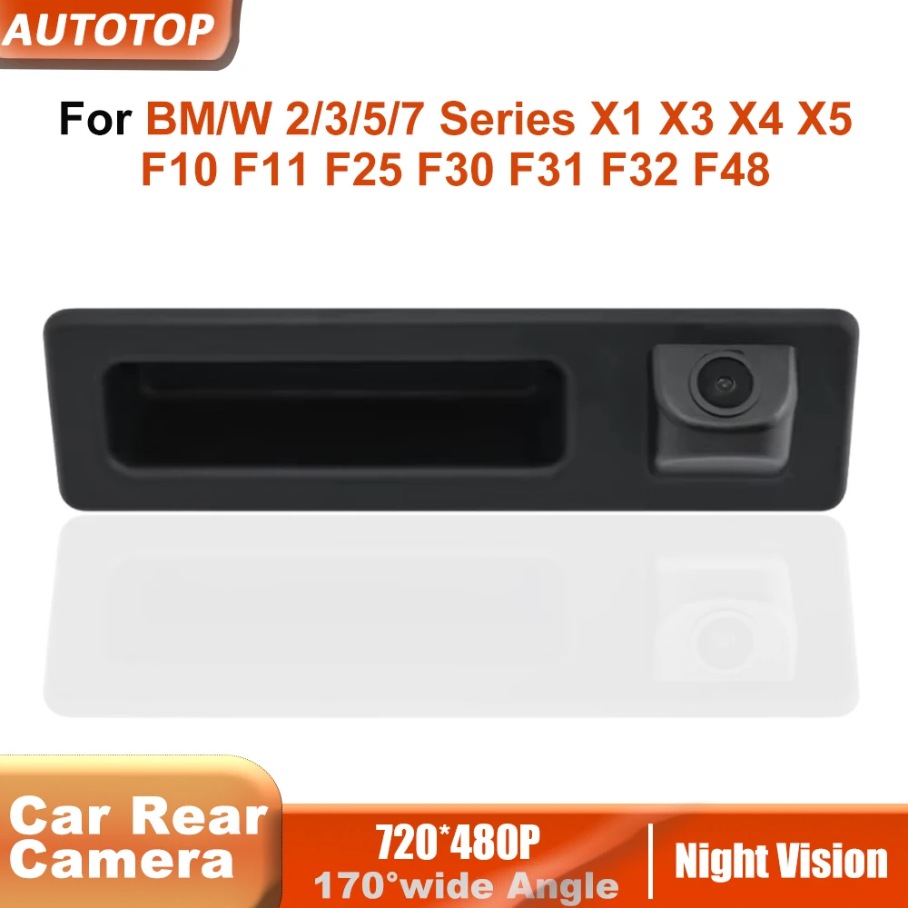 Caméra de recul étanche pour BMW Séries 2, 3, 5, 7, X1, X3, X4, X5, F30, F31, F32, F36, F10, F11, F15, F25, F26, F48 – Accessoire de voiture, caméra de stationnement intégrée à la poignée de coffre