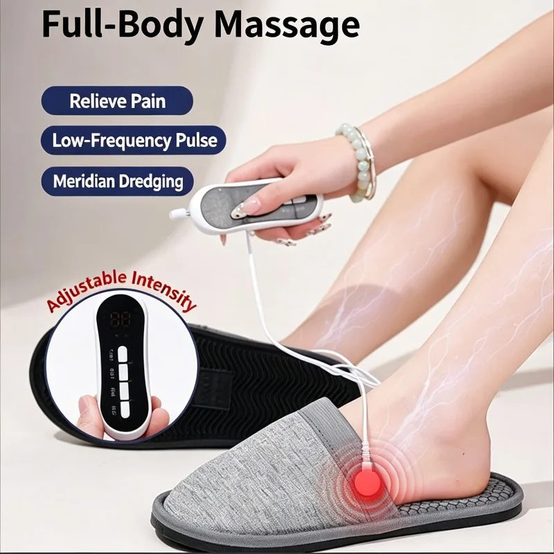 EMS Massage Slippers Electrode Pulse Microcurrent Physiotherapy Remote 19‑LevelNon Slip Breathable Foot Relax Massager Shoes