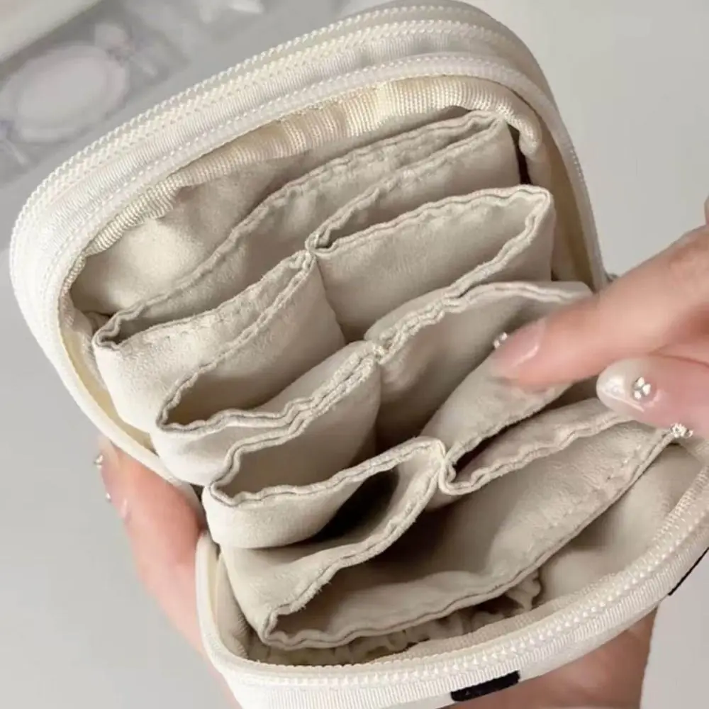 Black Dot Pattern Jewelry Storage Bag Butterfly Embroidery Multi-pocket Portable Jewelry Case Multifunctional Exquisite